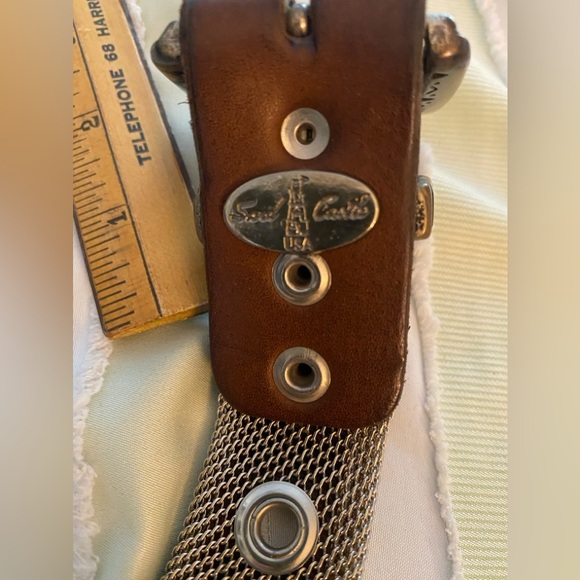 80s Vintage Sand Castle Leather & Mesh Belt (s/med) - Picture 10 of 12